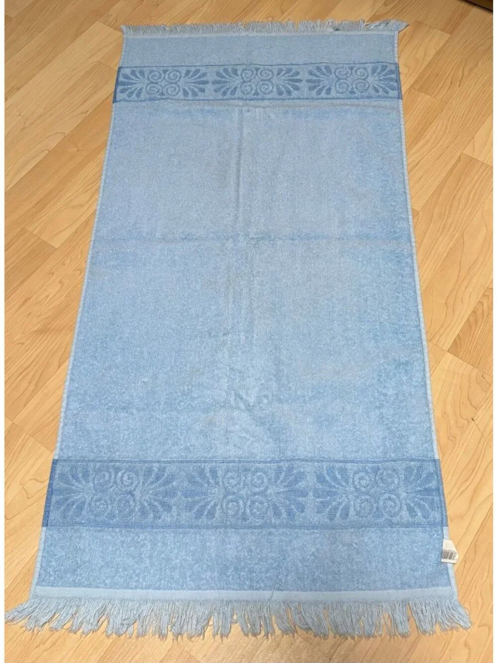 Vintage Cannon Monticello Santa Cruz Lt. Blue Decorative Bath Towel Fringe Trim
